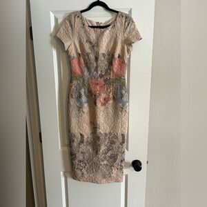 Adrianna Papell Multicolor Lace Midi Dress